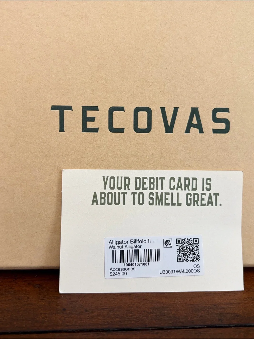 TECOVAS ALLIGATOR BILLFOLD WALLET COLOR: WALNUT